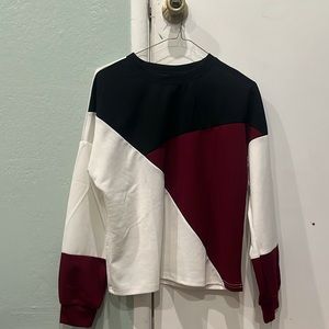 Drop Shoulder Color Block, Cut-and-Sew Sweatshirt